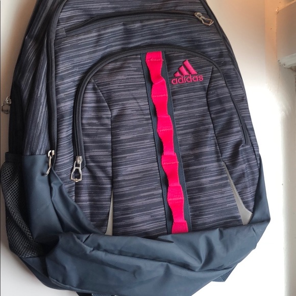 gray and pink adidas backpack